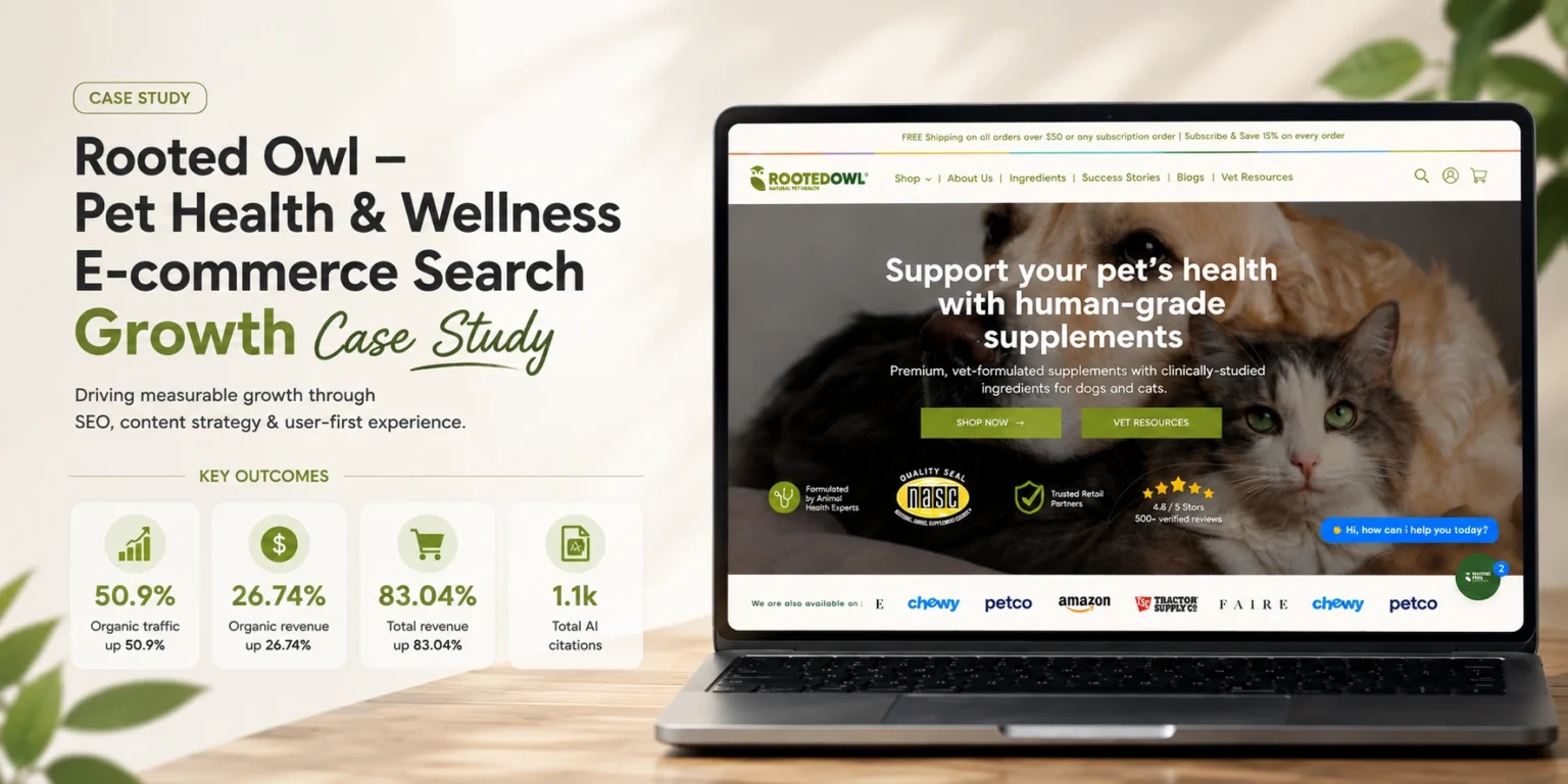 Rooted Owl pet health products hero banner